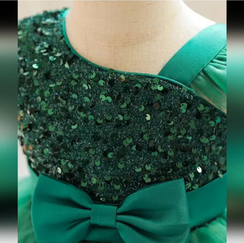 Elegant girls mesh puffy princess dress